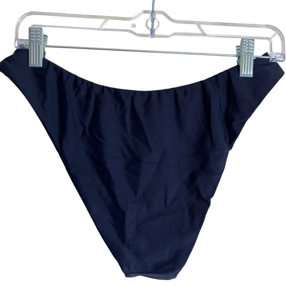 NWT J. Crew Navy Blue Curved Waist Cheeky Bikini Bottoms Minimalist Sz M